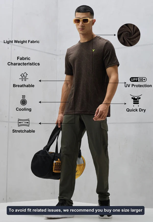 TechnoSport Crew Neck Half Sleeve Dry Fit T Shirt for Men OR-60 (Coffe Bean)