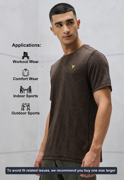 TechnoSport Crew Neck Half Sleeve Dry Fit T Shirt for Men OR-60 (Coffe Bean)