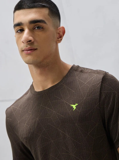 TechnoSport Crew Neck Half Sleeve Dry Fit T Shirt for Men OR-60 (Coffe Bean)