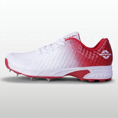 Nivia Crick-1000 Spikes Cricket Shoes for Men - White/Red