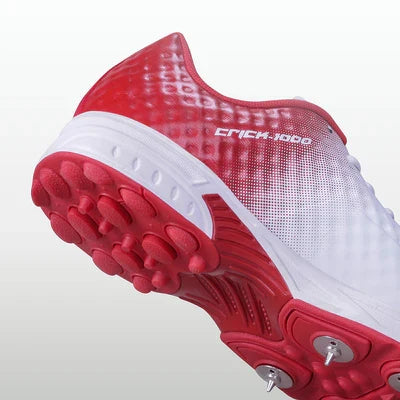 Nivia Crick-1000 Spikes Cricket Shoes for Men - White/Red