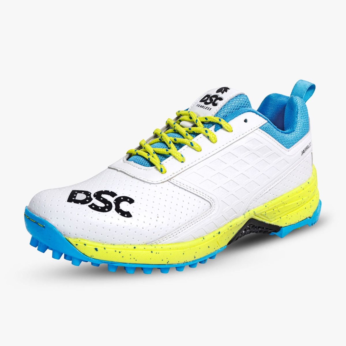 DSC Jaffa 22 Cricket Shoes - White/Blue/Yellow