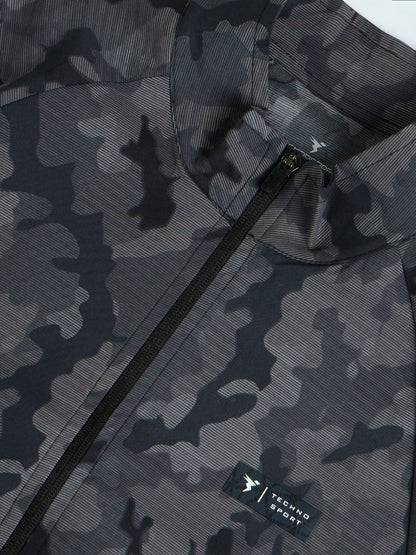 Technosport Printed Slim Fit Mock Neck Jacket with TS FLEXI For Men OR-92 (Dark Mist)