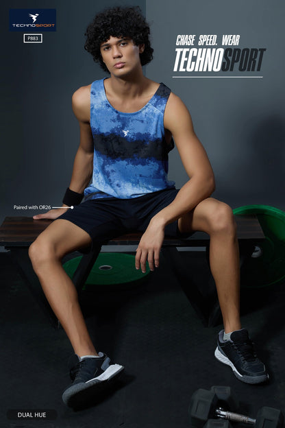 TechnoSport Sublimation U Neck Sleeveless Dry Fit Sando for Men P-883 (Dual Hue)