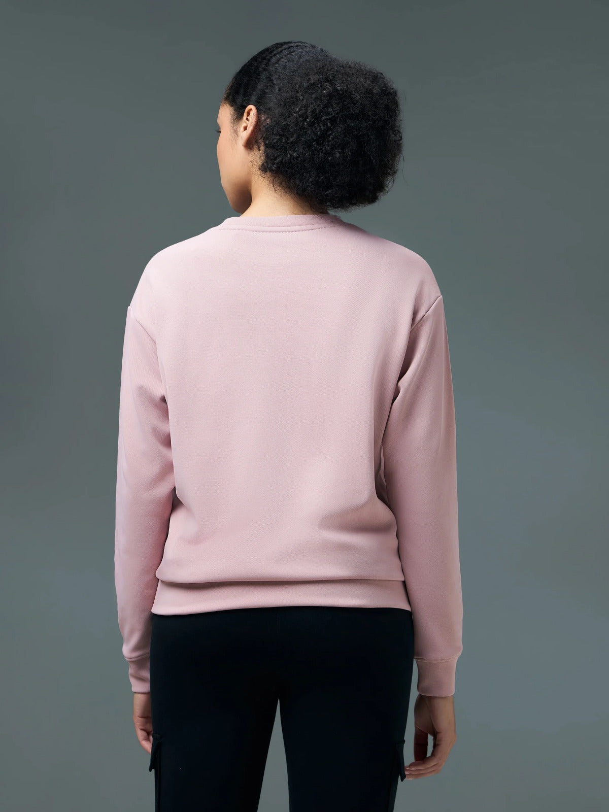 Technosport Solid Slim Fit Round Neck Sports Sweatshirt with ELASTOPLUS For Women WM-15 (Dust Pink)