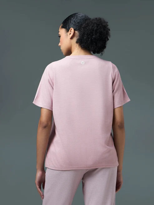 Technosport Women Relaxed Fit Round Neck T-shirt WR-132 (Dusty Pink)