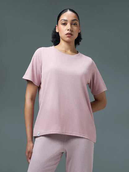 Technosport Women Relaxed Fit Round Neck T-shirt WR-132 (Dusty Pink)