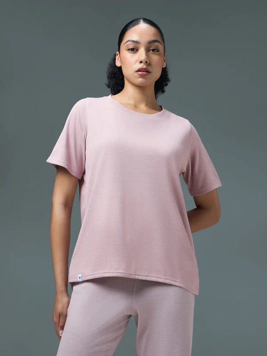 Technosport Women Relaxed Fit Round Neck T-shirt WR-132 (Dusty Pink)