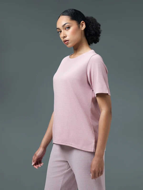 Technosport Women Relaxed Fit Round Neck T-shirt WR-132 (Dusty Pink)