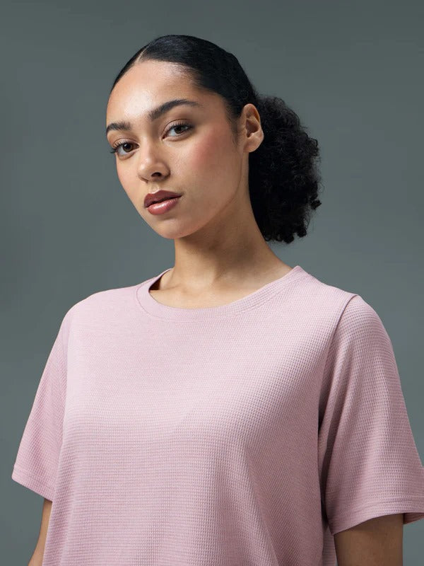 Technosport Women Relaxed Fit Round Neck T-shirt WR-132 (Dusty Pink)