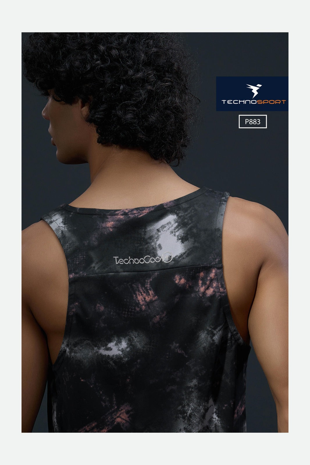 TechnoSport Sublimation U Neck Sleeveless Dry Fit Sando for Men P-883 - Fiery Canopy