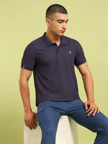 TechnoSport Polo Neck Half Sleeve Dry Fit T Shirt for Men OR-11 - Grape Wine