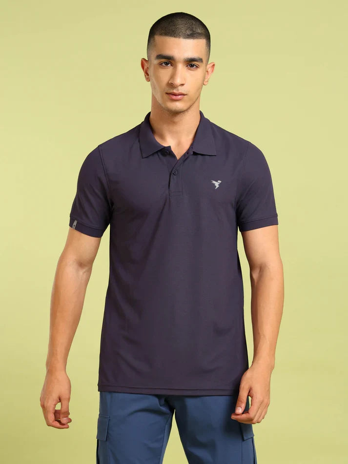 TechnoSport Polo Neck Half Sleeve Dry Fit T Shirt for Men OR-11 - Grape Wine