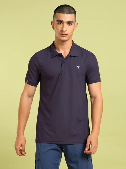 TechnoSport Polo Neck Half Sleeve Dry Fit T Shirt for Men OR-11 - Grape Wine