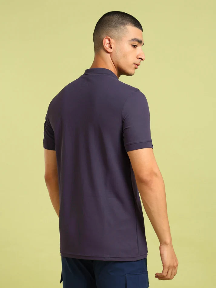 TechnoSport Polo Neck Half Sleeve Dry Fit T Shirt for Men OR-11 - Grape Wine