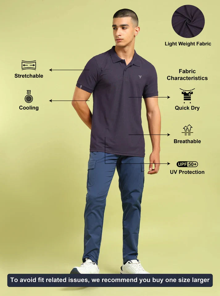 TechnoSport Polo Neck Half Sleeve Dry Fit T Shirt for Men OR-11 - Grape Wine