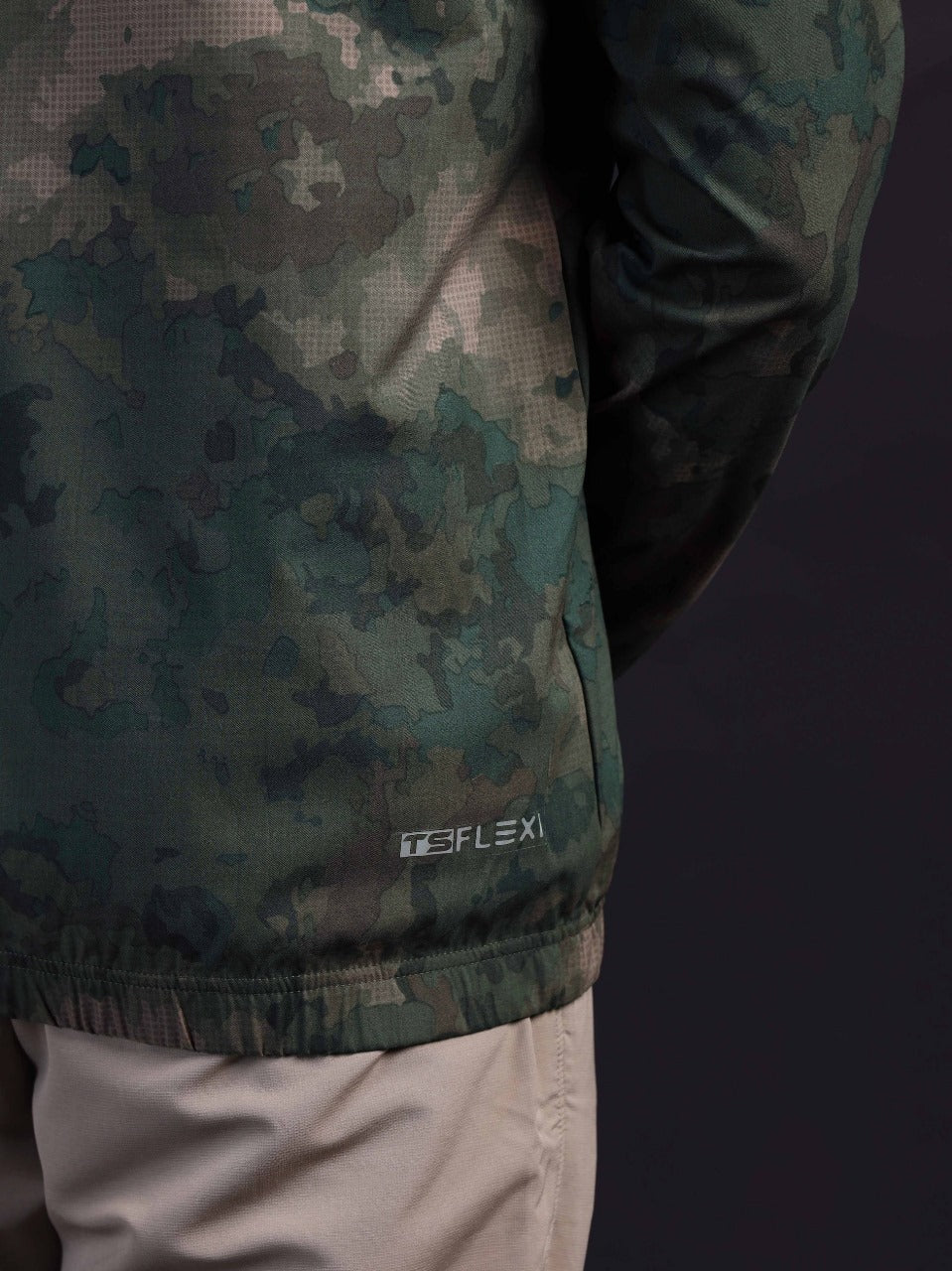 Technosport Printed Slim Fit Mock Neck Jacket with TS FLEXI For Men OR-92 (Green Bog)