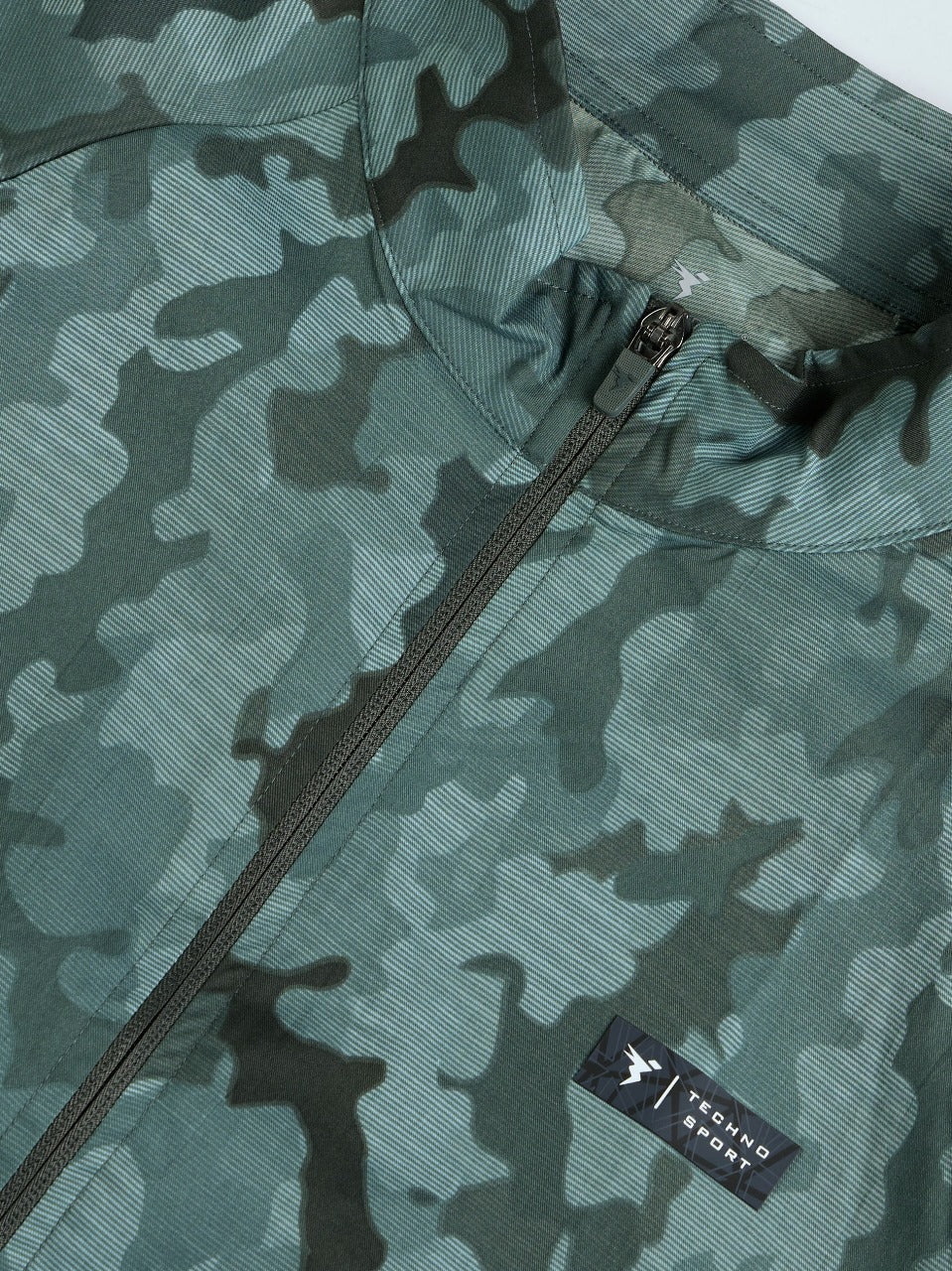 Technosport Printed Slim Fit Mock Neck Jacket with TS FLEXI For Men OR-92 (Green Mist)