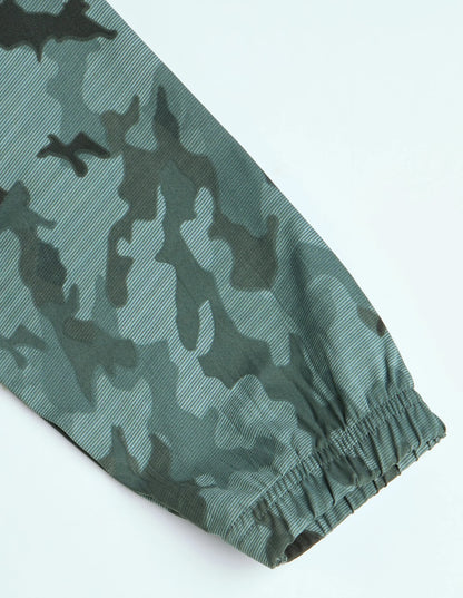 Technosport Printed Slim Fit Mock Neck Jacket with TS FLEXI For Men OR-92 (Green Mist)