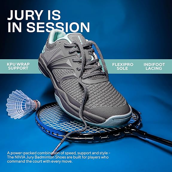 Nivia Jury Badminton Shoes For Men - Grey