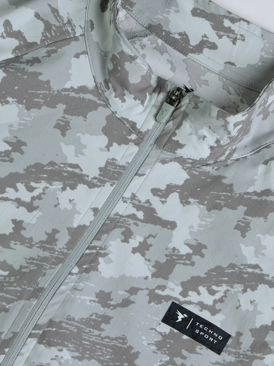 Technosport Printed Slim Fit Mock Neck Jacket with TS FLEXI For Men OR-92 (Grey Boscage)