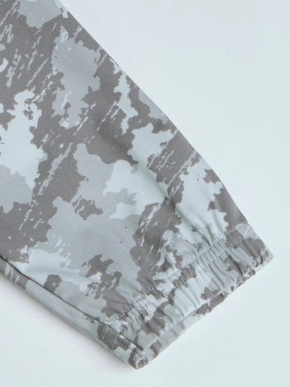 Technosport Printed Slim Fit Mock Neck Jacket with TS FLEXI For Men OR-92 (Grey Boscage)