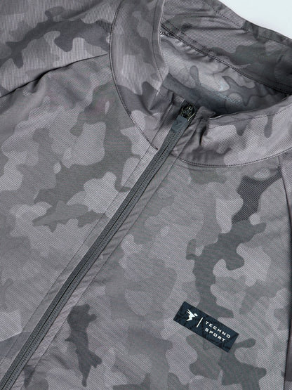 Technosport Printed Slim Fit Mock Neck Jacket with TS FLEXI For Men OR-92 (Grey Mist)