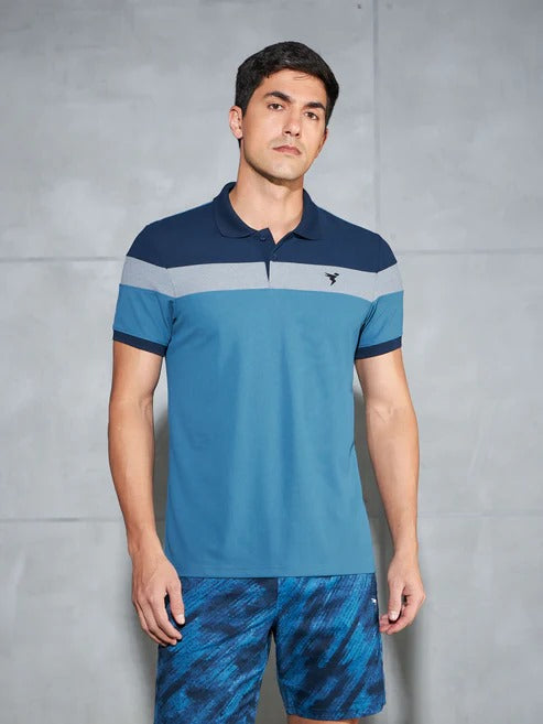 TechnoSport Polo Neck Half Sleeve Dry Fit T Shirt for Men P-772 (Horizon Blue)