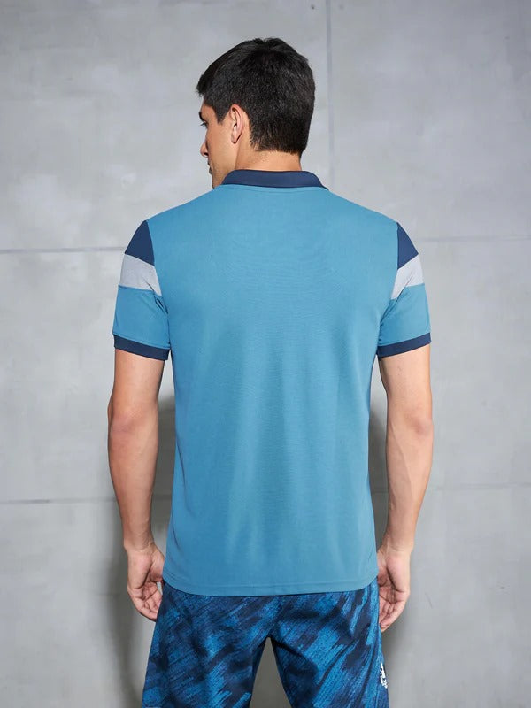 TechnoSport Polo Neck Half Sleeve Dry Fit T Shirt for Men P-772 (Horizon Blue)