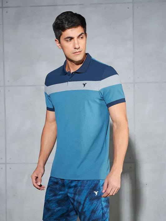 TechnoSport Polo Neck Half Sleeve Dry Fit T Shirt for Men P-772 (Horizon Blue)