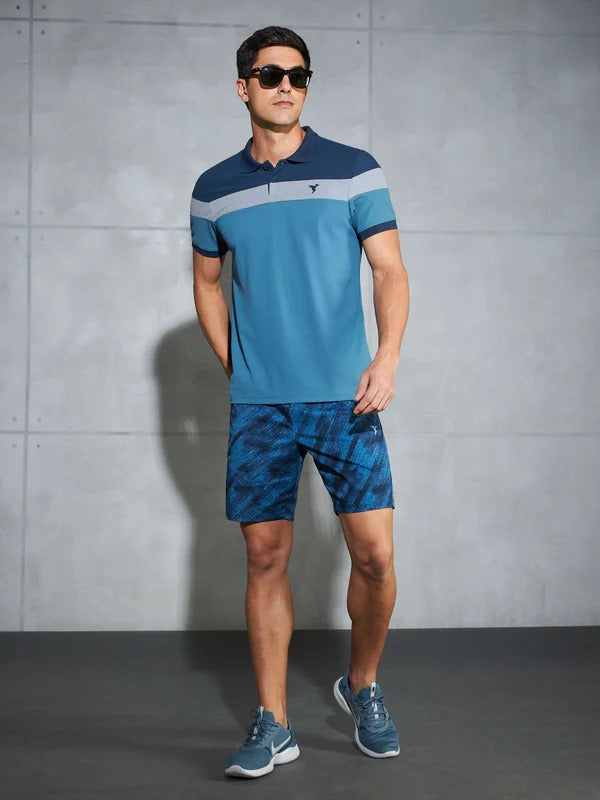 TechnoSport Polo Neck Half Sleeve Dry Fit T Shirt for Men P-772 - Horizon Blue