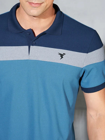 TechnoSport Polo Neck Half Sleeve Dry Fit T Shirt for Men P-772 (Horizon Blue)