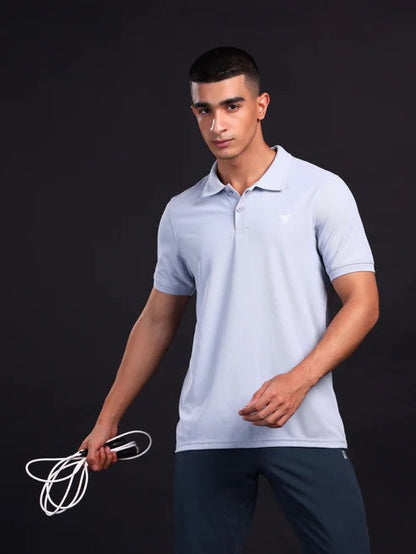 TechnoSport Polo Neck Half Sleeve Dry Fit T Shirt for Men OR-11 - Heather