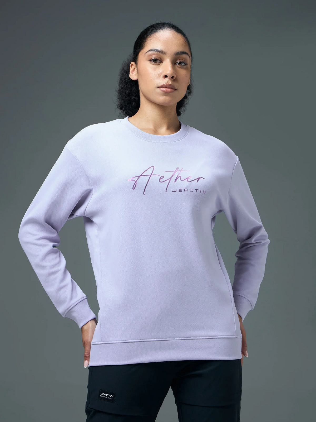 Technosport Solid Slim Fit Round Neck Sports Sweatshirt with ELASTOPLUS For Women WM-15 (Heather)