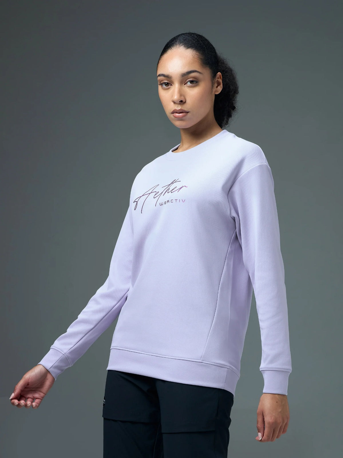 Technosport Solid Slim Fit Round Neck Sports Sweatshirt with ELASTOPLUS For Women WM-15 (Heather)