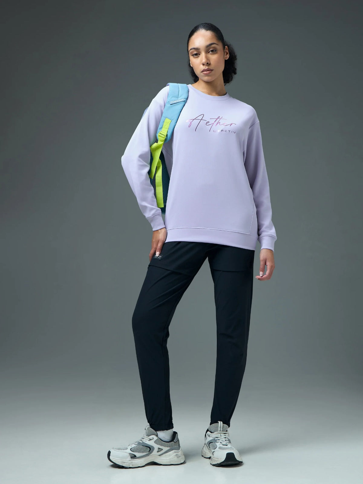 Technosport Solid Slim Fit Round Neck Sports Sweatshirt with ELASTOPLUS For Women WM-15 (Heather)