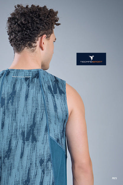 TechnoSport Sublimation U Neck Sleeveless Dry Fit Sando for Men P-873 - Horion Blue