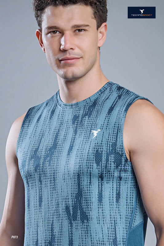 TechnoSport Sublimation U Neck Sleeveless Dry Fit Sando for Men P-873 (Horion Blue)