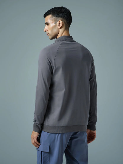 Technosport Solid Slim Fit Mock Neck Jacket For Men PM-98 (Iron Grey)