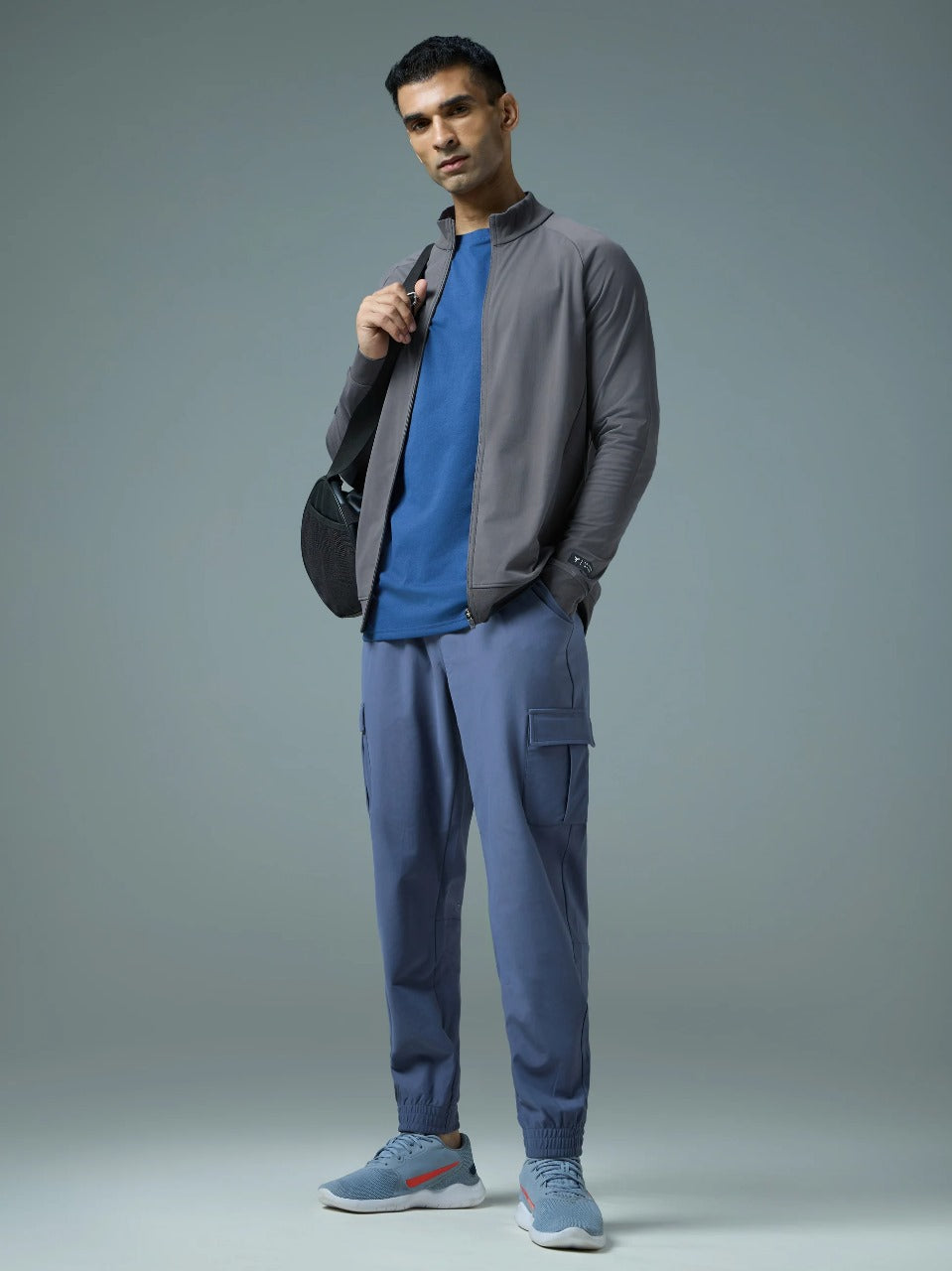 Technosport Solid Slim Fit Mock Neck Jacket For Men PM-98 (Iron Grey)