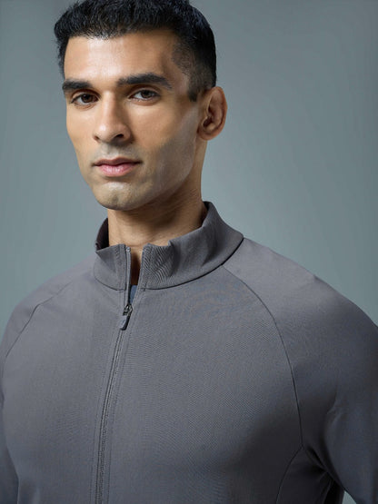 Technosport Solid Slim Fit Mock Neck Jacket For Men PM-98 (Iron Grey)