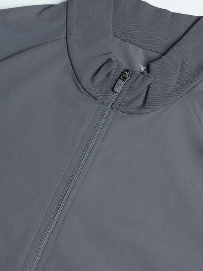 Technosport Solid Slim Fit Mock Neck Jacket For Men PM-98 (Iron Grey)