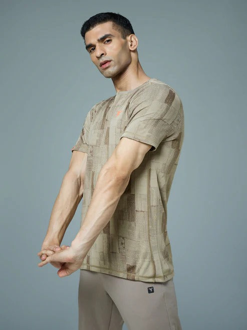 TechnoSport Crew Neck Half Sleeve Dry Fit T Shirt for Men OR-60 (Khaki)