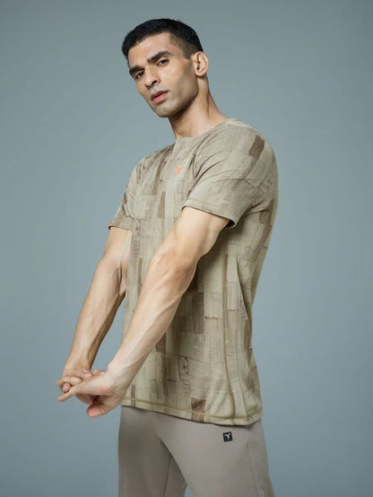 TechnoSport Crew Neck Half Sleeve Dry Fit T Shirt for Men OR-60 (Khaki)