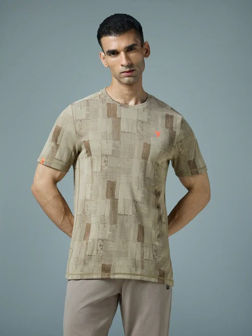 TechnoSport Crew Neck Half Sleeve Dry Fit T Shirt for Men OR-60 (Khaki)