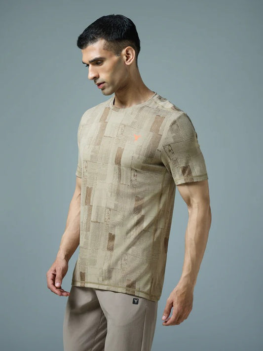 TechnoSport Crew Neck Half Sleeve Dry Fit T Shirt for Men OR-60 (Khaki)