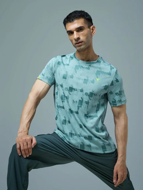 TechnoSport Crew Neck Half Sleeve Dry Fit T Shirt for Men OR-60 (Lake Green)