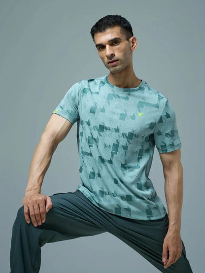 TechnoSport Crew Neck Half Sleeve Dry Fit T Shirt for Men OR-60 - Lake Green