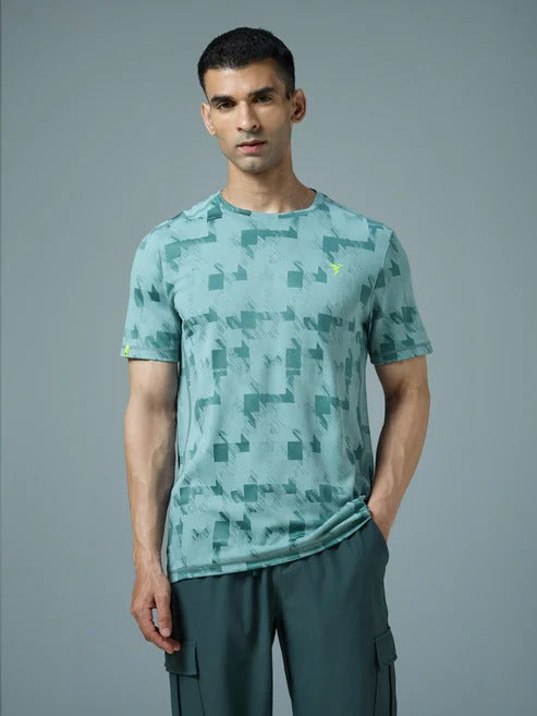 TechnoSport Crew Neck Half Sleeve Dry Fit T Shirt for Men OR-60 (Lake Green)