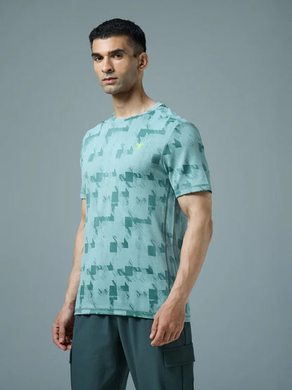 TechnoSport Crew Neck Half Sleeve Dry Fit T Shirt for Men OR-60 (Lake Green)
